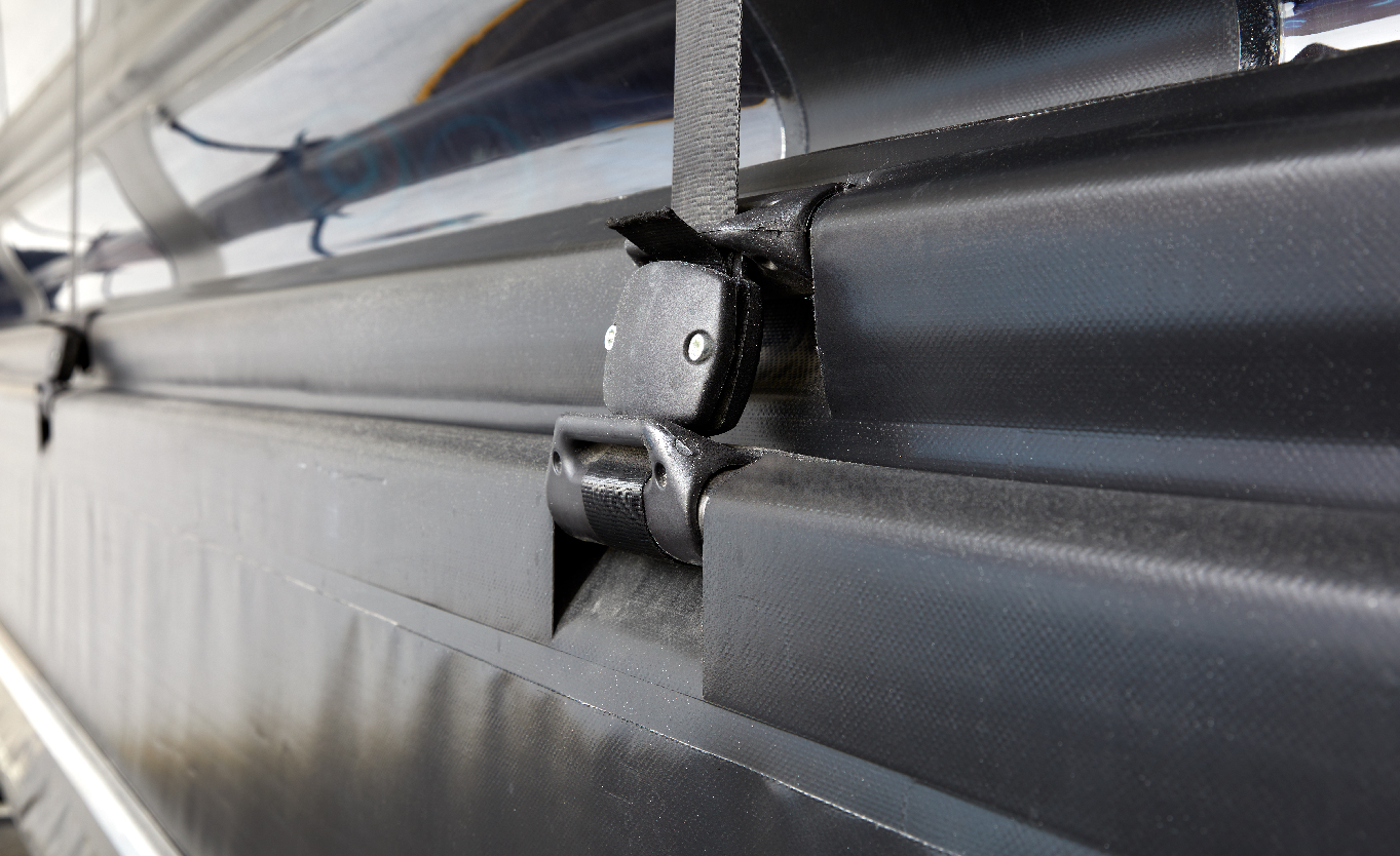 High-speed fold-up door latching detail