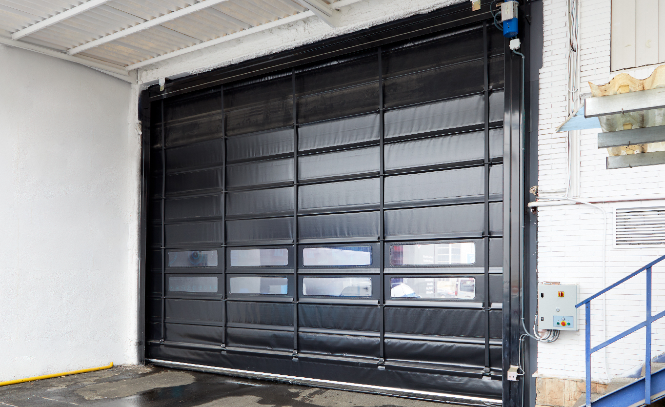 white stacking high-speed door for industrial building